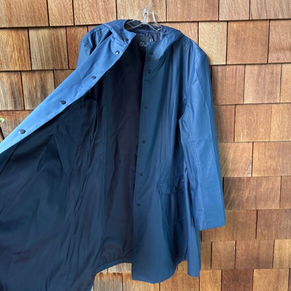 ASOS Curve Navy Coated Snap Front Hooded Raincoat in Women's 16 - Picture 7 of 12